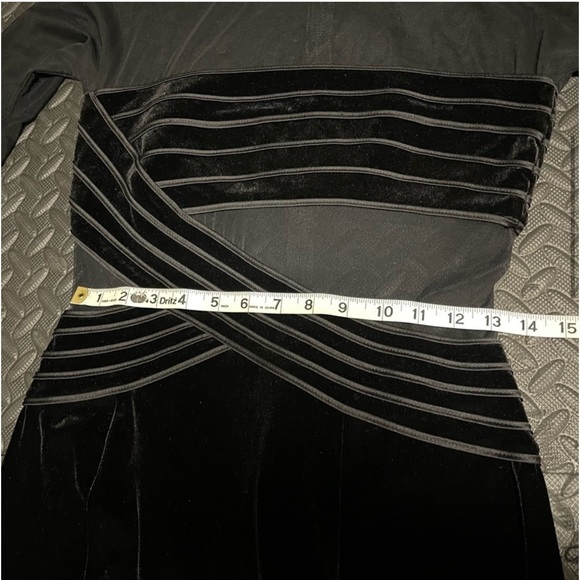 Caché Vintage Gown Dress Maxi Velvet Mesh Illusion Whimsy goth Medium Black - Picture 6 of 10